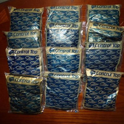 Silkies Control Top Pantyhose Plus XL Queen Navy Black Lot 12 Pairs Vintage NEW